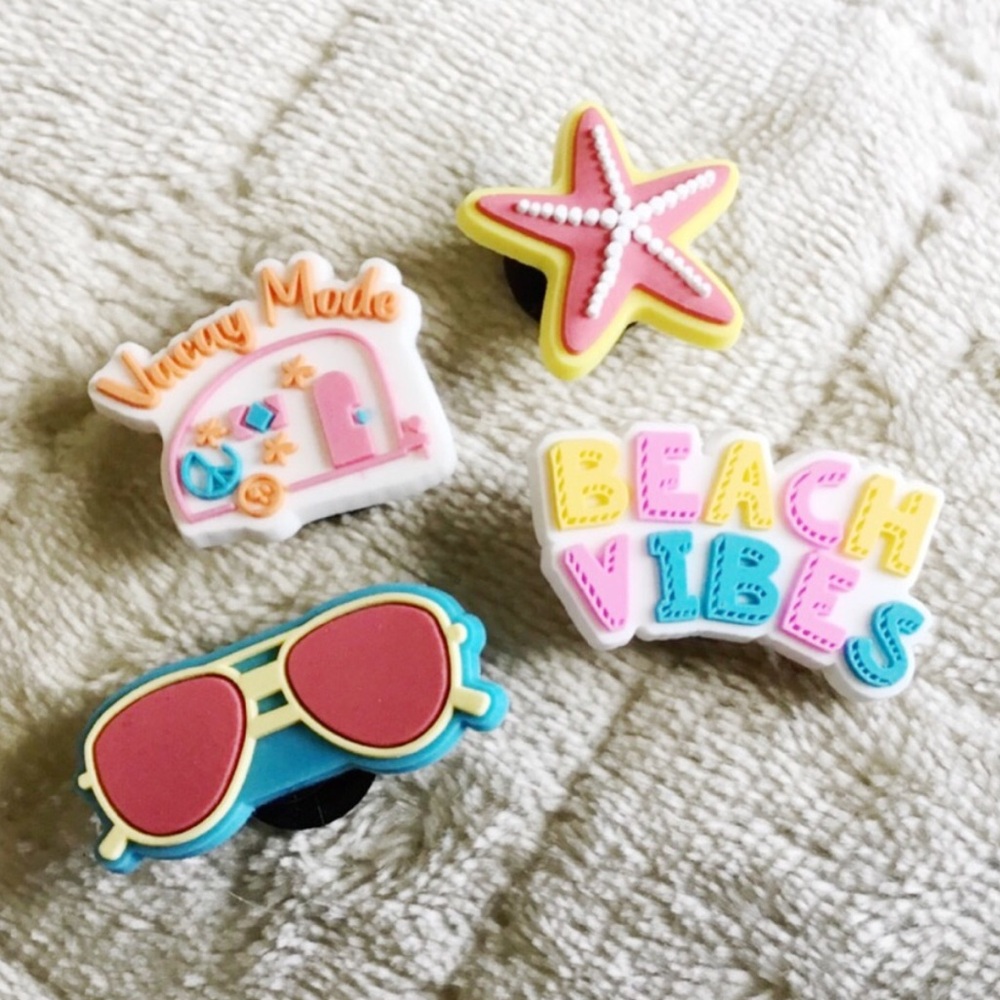 Beach Vibes Kids Shoe Charms - Pink & Teal Fun Pack
